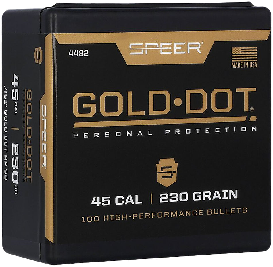 Speer 4482 Gold Dot Personal Protection 45 Caliber 230gr HP Reloading Bullets 100/Box