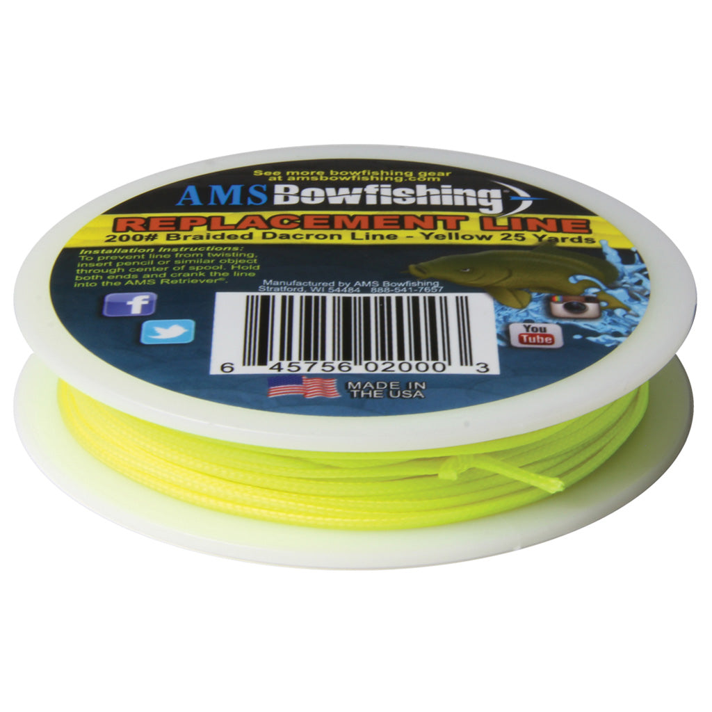 AMS Retriever Yellow Bowfishing Line 200 lb. 25 Yards Braided Dacron