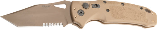 Hogue K320A M17 Auto Folder 3.5" Tanto Part Serrated Polymer Tan