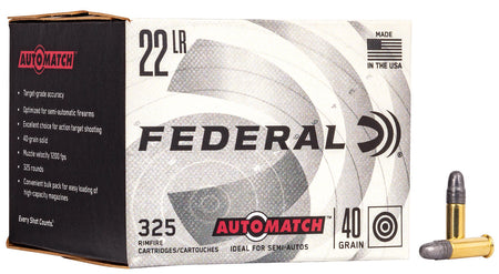 Federal .22 Long Rifle Rimefire Ammo Champion AutoMatch Lead Round Nose Solid 40 grain