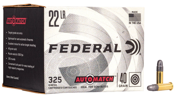 Federal .22 Long Rifle Rimefire Ammo Champion AutoMatch Lead Round Nose Solid 40 grain