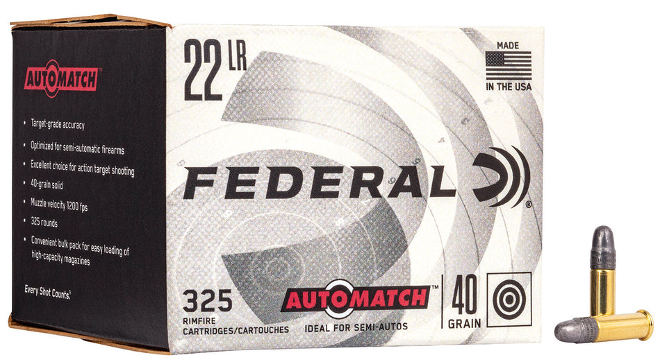Federal .22 Long Rifle Rimefire Ammo Champion AutoMatch Lead Round Nose Solid 40 grain
