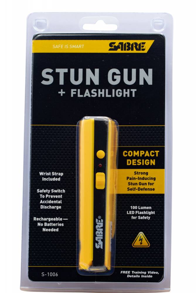 Sabre Concealable Yellow Stun Gun 800K Volts 100-Lumen Light - S1006YW