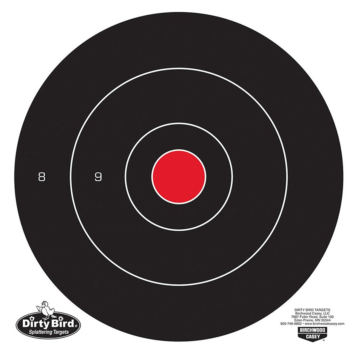 Birchwood Casey Dirty Bird 35012 Black/White 12" Bullseye Hanging Tagboard Target 12 Pack