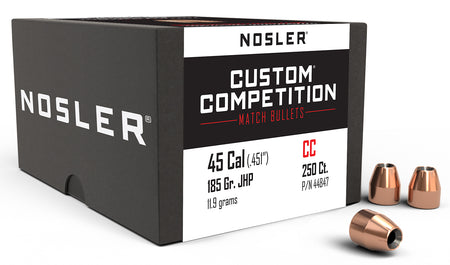 Nosler Custom Competition .45 Caliber 185gr Hollow Point Pistol Bullets Box of 250