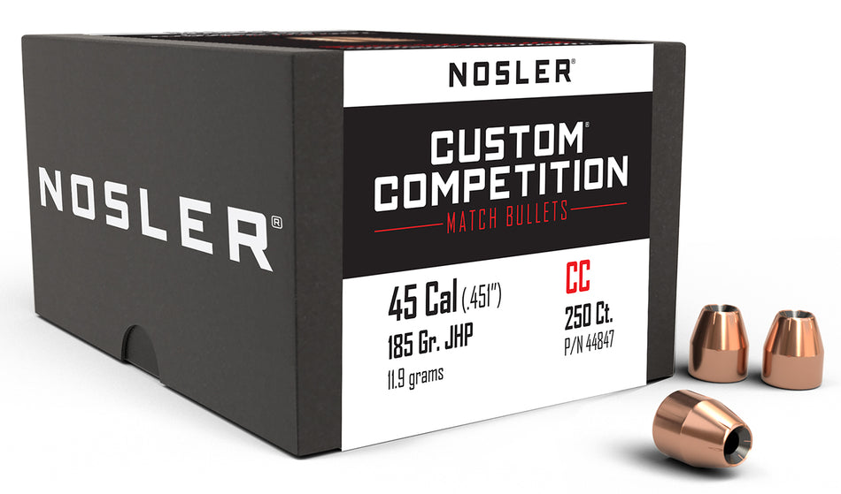 Nosler Custom Competition .45 Caliber 185gr Hollow Point Pistol Bullets Box of 250