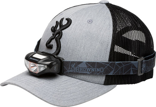 Browning Gray/Black Hat with 100 Lumen Headlamp Combo