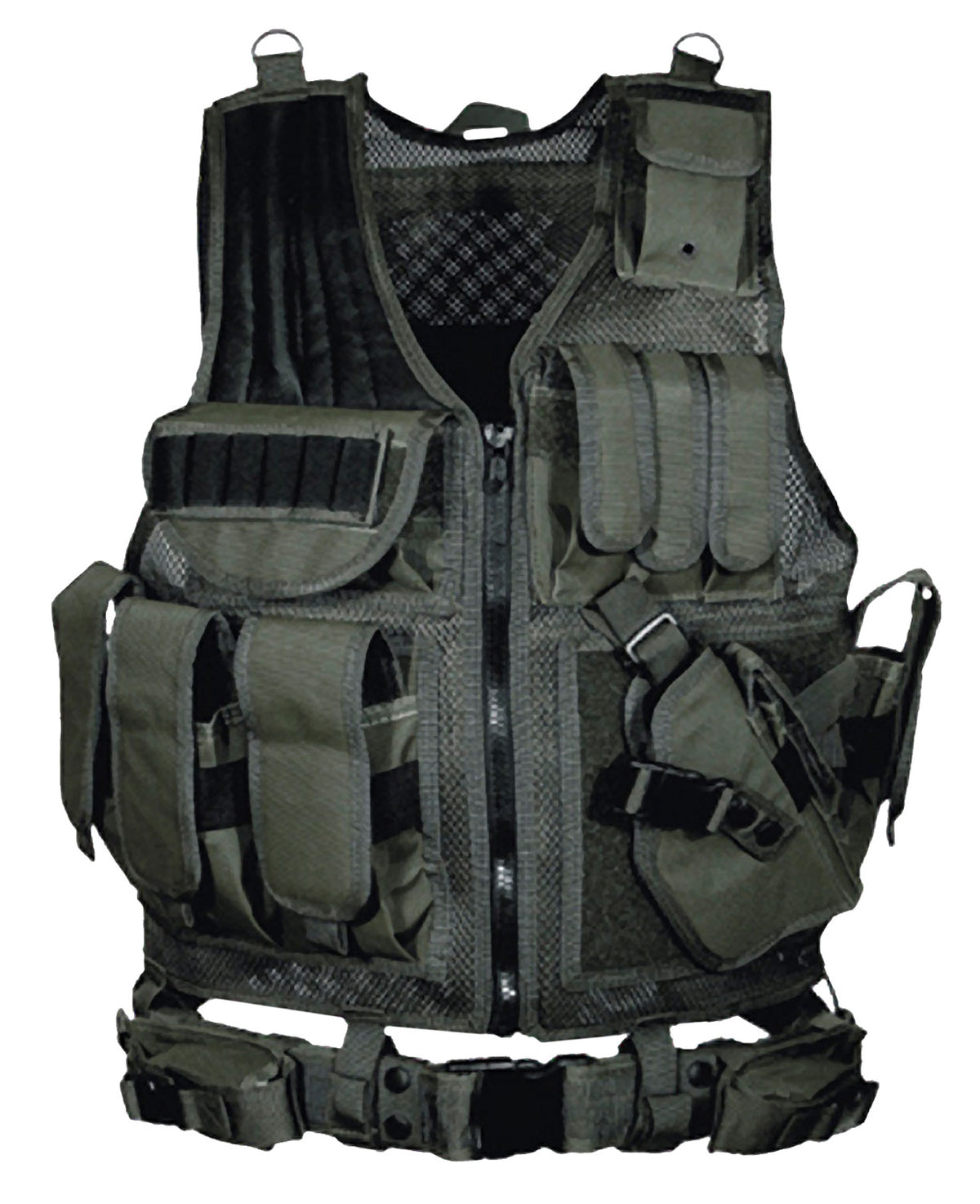 UTG Leapers Tactical Vest Black Polyester with Mag Pouches and Holster OSFA