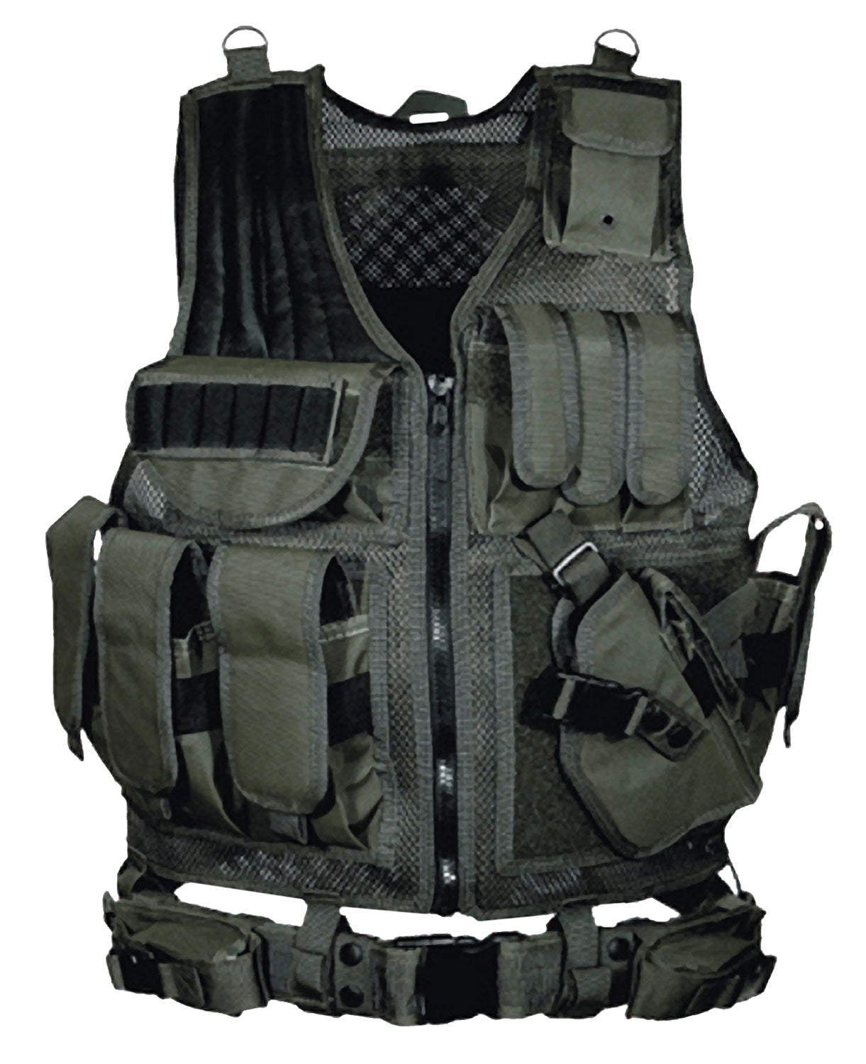 UTG Leapers Tactical Vest Black Polyester with Mag Pouches and Holster OSFA