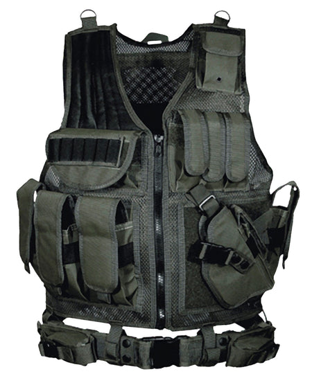 UTG Leapers Tactical Vest Black Polyester with Mag Pouches and Holster OSFA