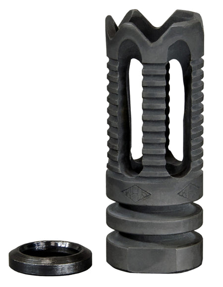 YHM 285C2 Phantom Flash Hider Black Steel 1/2"-28 TPI Toothed for 5.56x45mm NATO AR-Platform