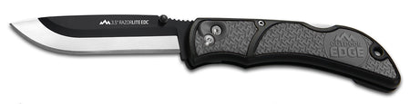 Outdoor Edge RazorLite Folding Knife 3.50" Drop Point Tanto 420J2 SS Blade Black Gray Handle