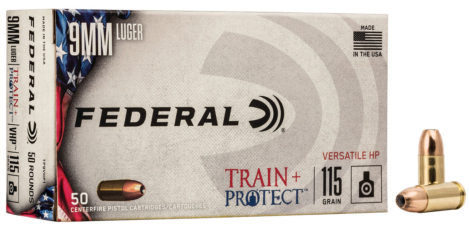 Federal 9mm Luger/Parabellum TP9VHP1 Train & Protect Versatile Hollow Point 115 Grain