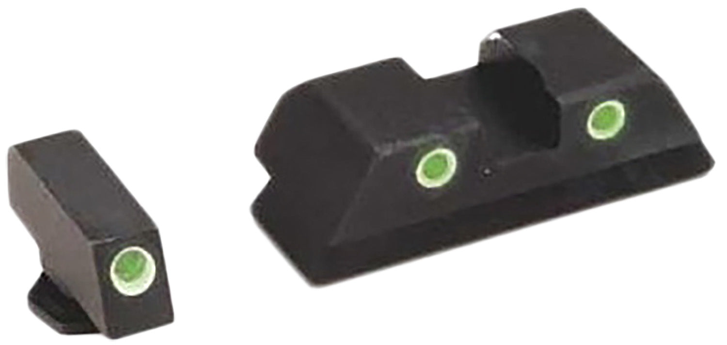 AmeriGlo GL119 Glock Classic Tritium Iron Sight Set - Green Tritium White Outline