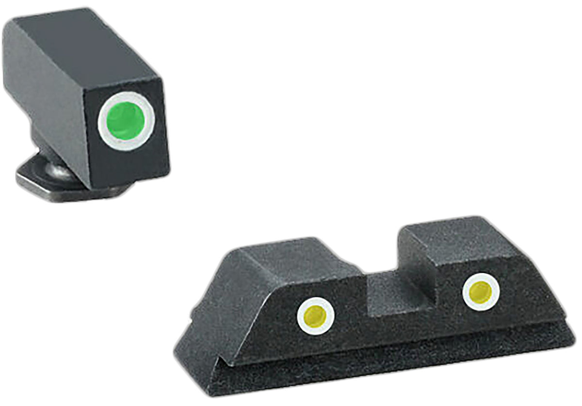 AmeriGlo GL115 Glock Classic Tritium Iron Sight Set - Green Tritium Front, Yellow Rear