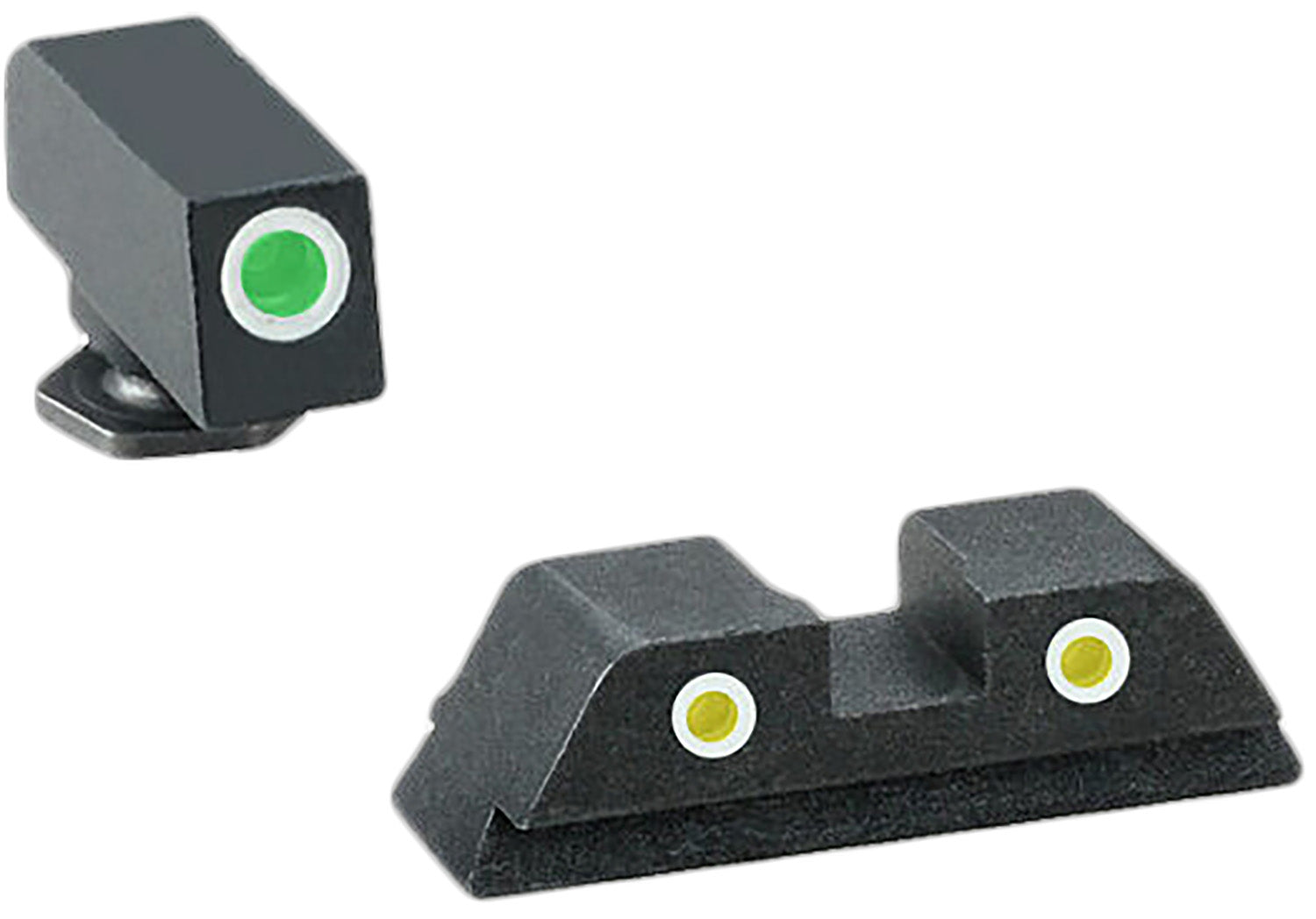 AmeriGlo GL115 Glock Classic Tritium Iron Sight Set - Green Tritium Front, Yellow Rear