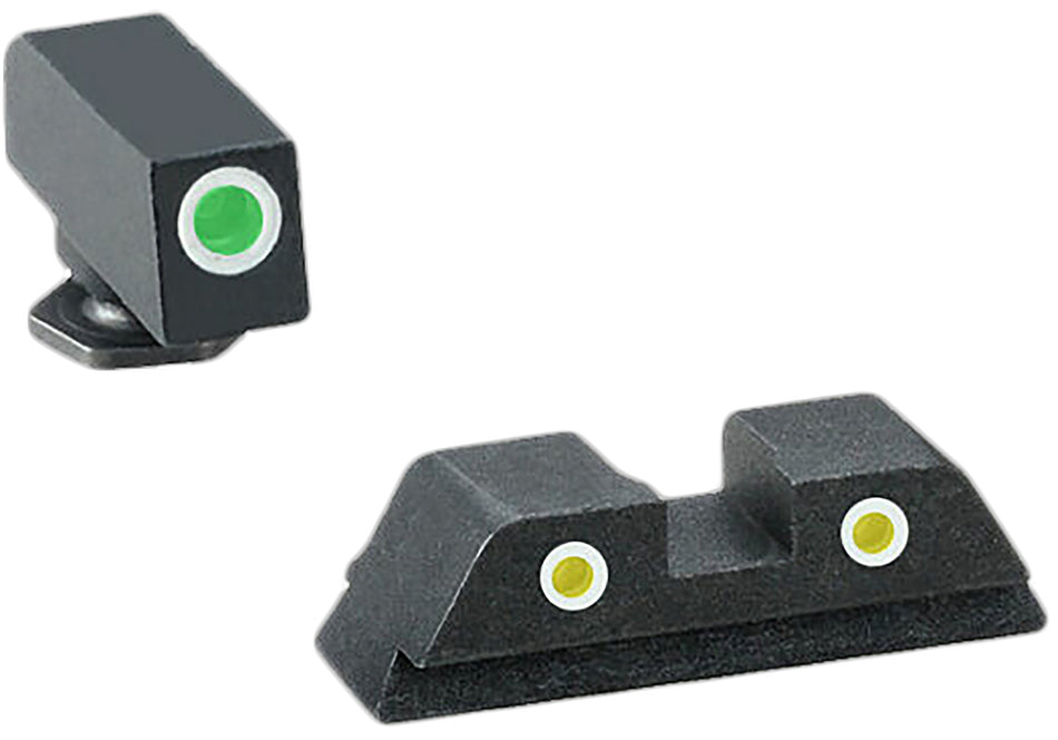 AmeriGlo GL115 Glock Classic Tritium Iron Sight Set - Green Tritium Front, Yellow Rear