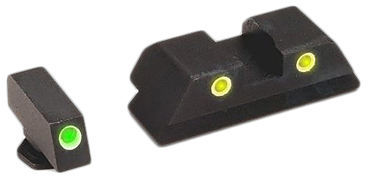 AmeriGlo GL121 Glock Classic Tritium Iron Sight Set - Green Tritium Front, Yellow Rear