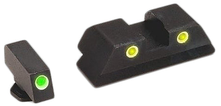 AmeriGlo GL121 Glock Classic Tritium Iron Sight Set - Green Tritium Front, Yellow Rear