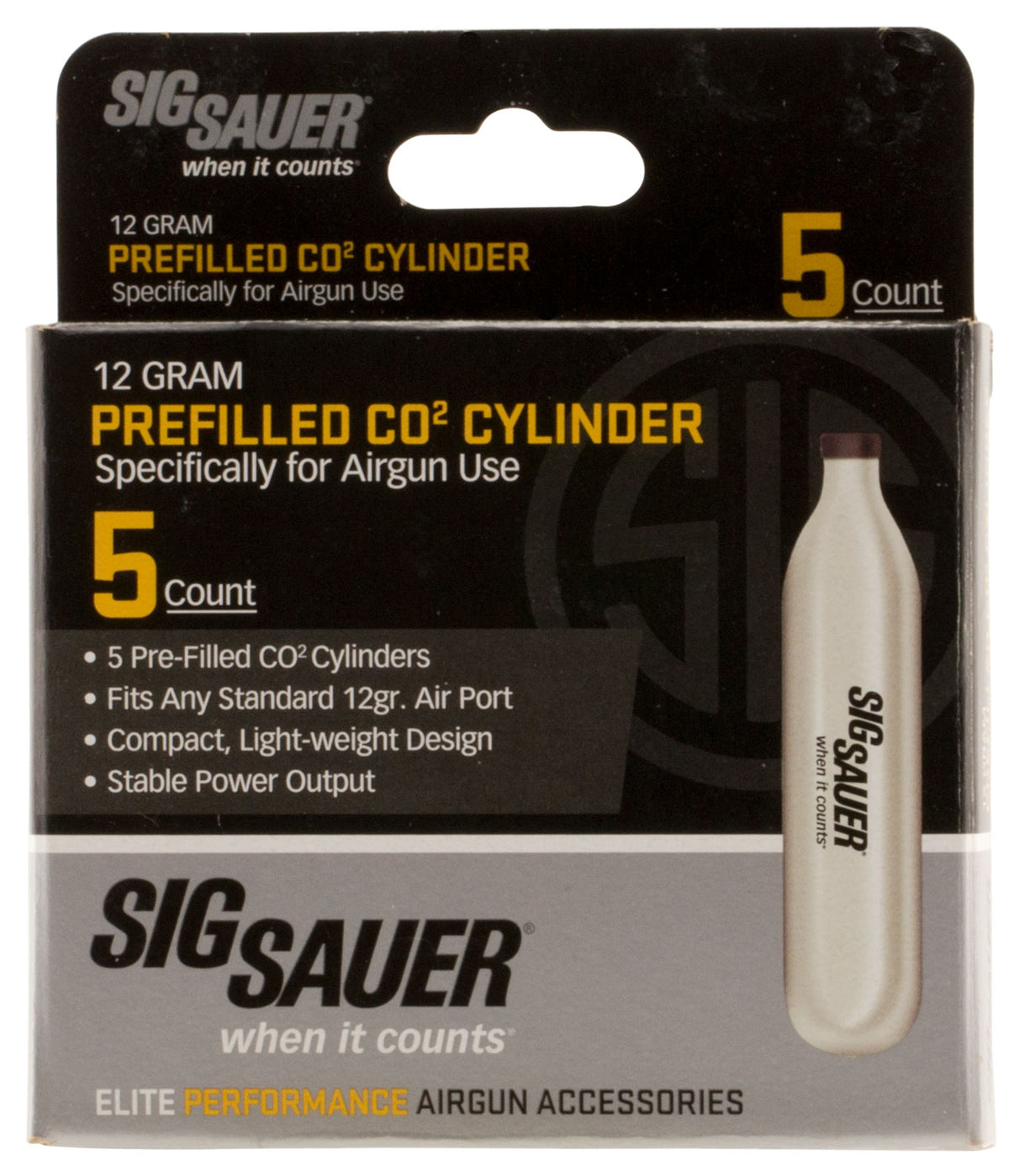 Sig Sauer AC125 Prefilled 12g CO2 Cylinders Airgun Compatible 5-Pack