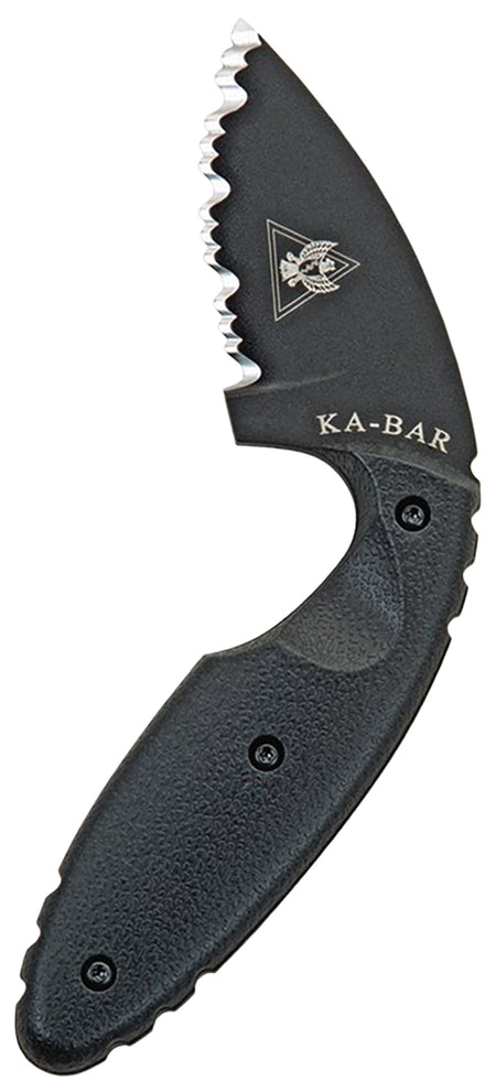Ka-Bar 1481 TDI Law Enforcement Fixed Blade 2.31" Serrated Black AUS-8A SS, Black Zytel Handle & Belt Clip