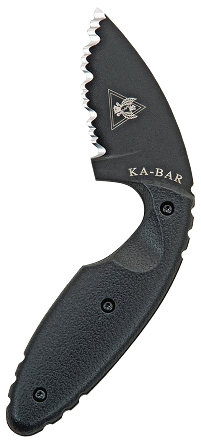 Ka-Bar 1481 TDI Law Enforcement Fixed Blade 2.31" Serrated Black AUS-8A SS, Black Zytel Handle & Belt Clip