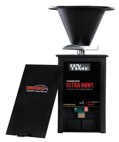 On Time 43005 Tomahawk Ultra Hunt Feeder, Waterproof Composite, Heavy Duty Motor, Universal Mount, Black