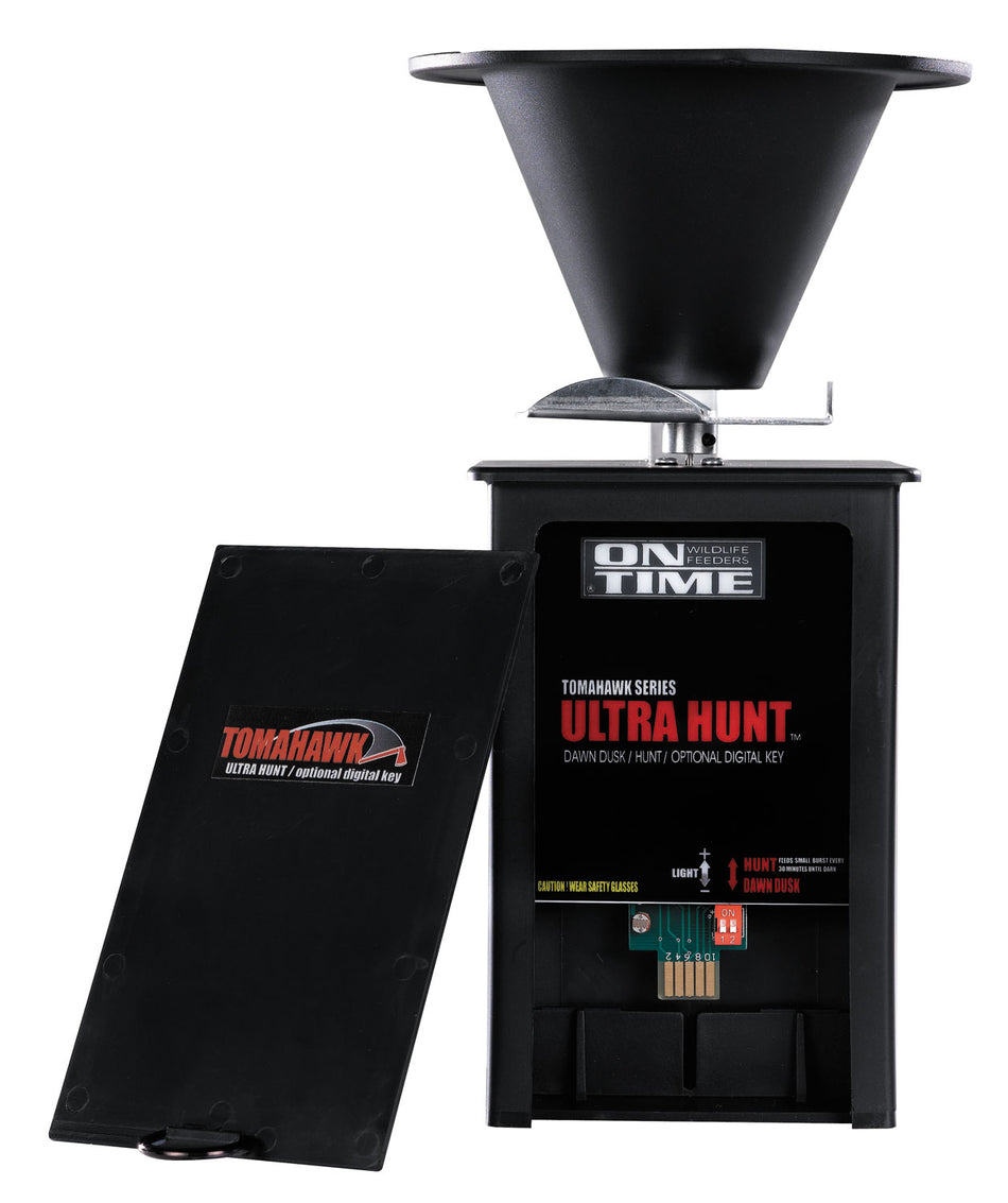 On Time 43005 Tomahawk Ultra Hunt Feeder, Waterproof Composite, Heavy Duty Motor, Universal Mount, Black