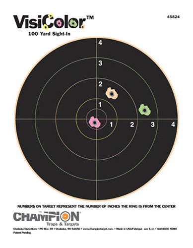 Champion Targets 45824 VisiColor Bullseye Paper Target with Pasters 10-Pack