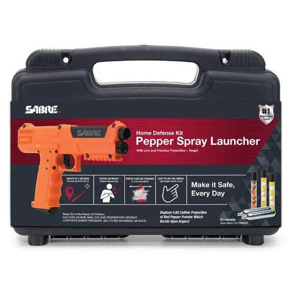 SABRE 68 Cal Pepper Ball Pistol 7-Round Mag Red Pepper Inert Rounds CO2 Hard Case