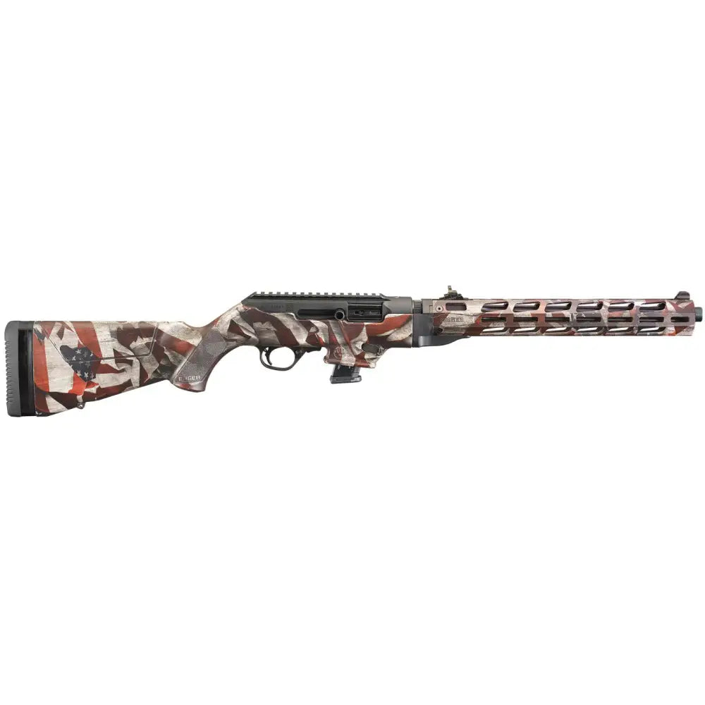 Ruger PC Carbine, 9mm Luger, American Flag Finish, 16.1" Fluted Barrel w/Handguard, 10-Round