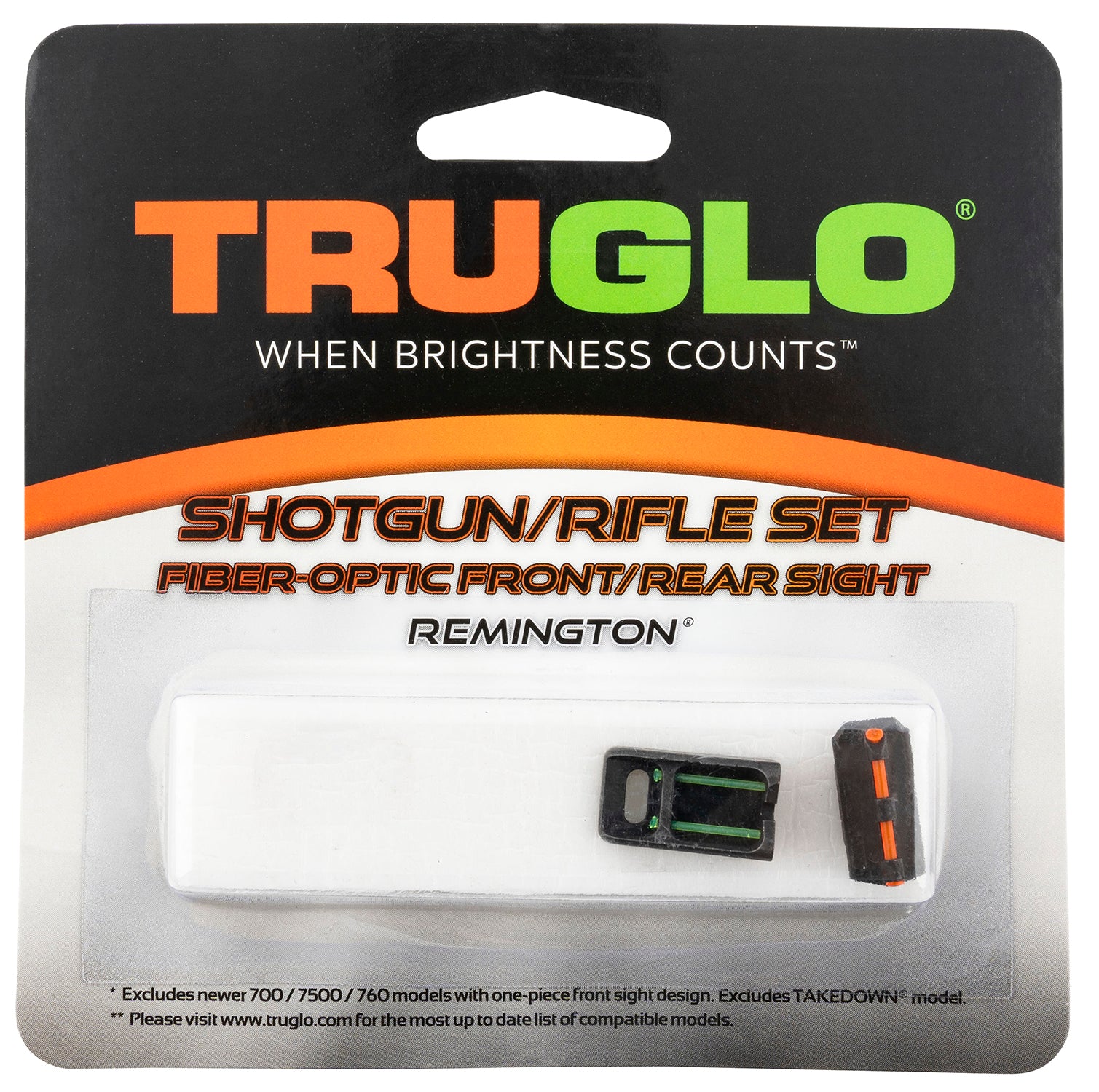 TruGlo TG110W Remington Fiber-Optic Replacement Sights Red Front 0.050 Green Rear 0.035