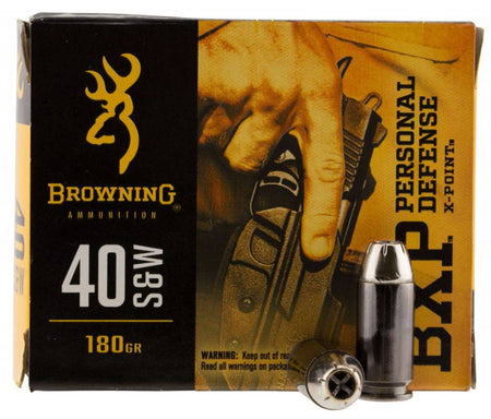 Browning .40 S&W Handgun Ammo BXP Personal Defense Home Defense X-Point Hollow Point (XHP) JHP 180 grain 