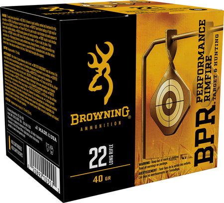 Browning .22 Long Rifle Rimefire Ammo BPR Performance Rimfire Lead Round Nose Solid 40 grain 