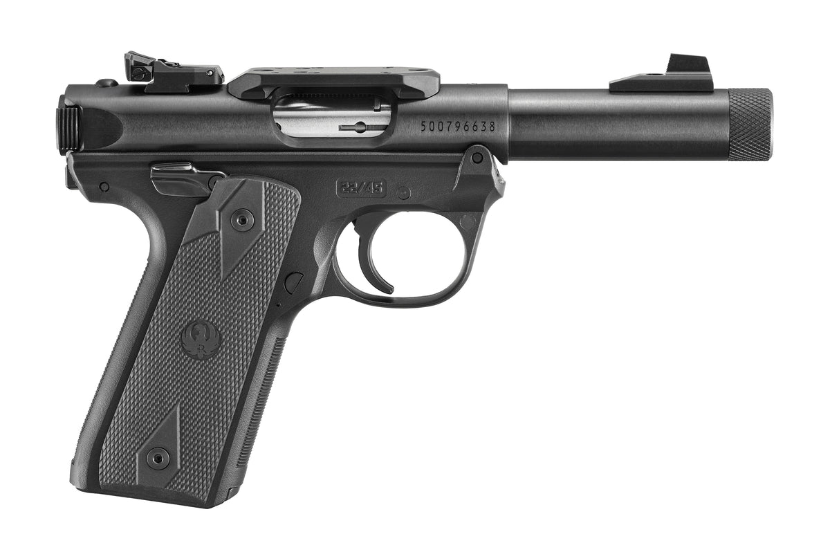 Ruger 40194 Mark IV 250th Anniversary 22 LR 10+1 4.40" Stainless Threaded Bull Barrel, Black Alloy Steel Receiver w/Scope Rail, Black Polymer Frame, Checkered Synthetic Grip, RMR/RMSc/DPP Footprint, A