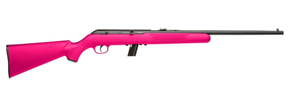 Savage Arms 64 F 22 LR Rifle, 10+1 Capacity, 21" Matte Black Barrel, Pink Synthetic Stock, Right Hand