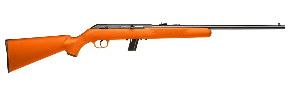 Savage Arms 64 F 22 LR Rifle, 10+1 Capacity, 21" Matte Black Barrel, Orange Synthetic Stock, Right Hand