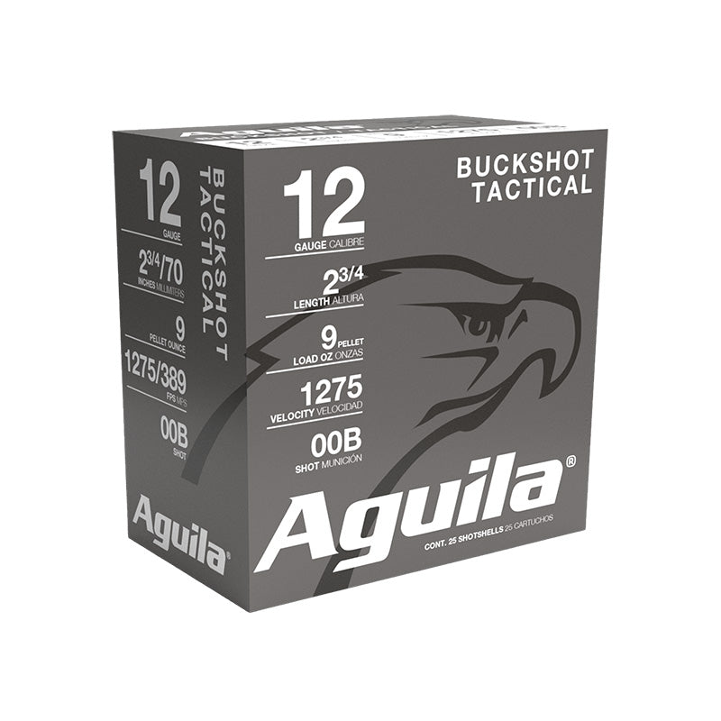 Aguila 12 Gauge Shotgun Shells Tactical High Velocity 9 pellets 00 Buck 1-1/8 oz 2.75 in