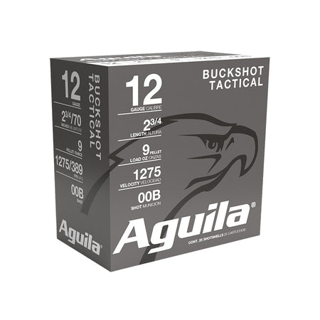 Aguila 12 Gauge Shotgun Shells Tactical High Velocity 9 pellets 00 Buck 1-1/8 oz 2.75 in