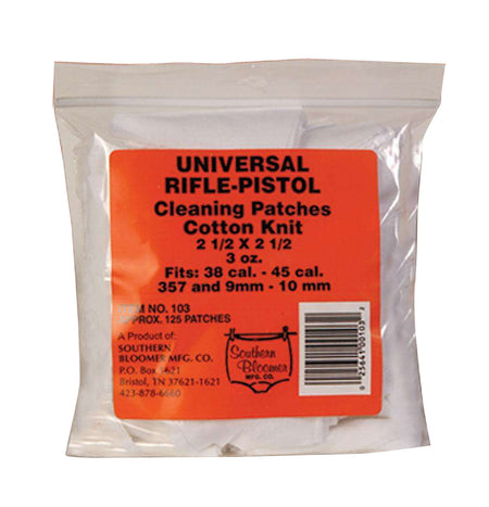 Southern Bloomer 103 2.5" x 2.5" Cotton Lint-Free Rifle Handgun Cleaning Patches 130 Pack