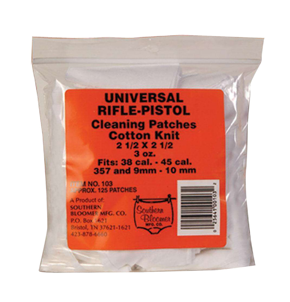 Southern Bloomer 103 2.5" x 2.5" Cotton Lint-Free Rifle Handgun Cleaning Patches 130 Pack