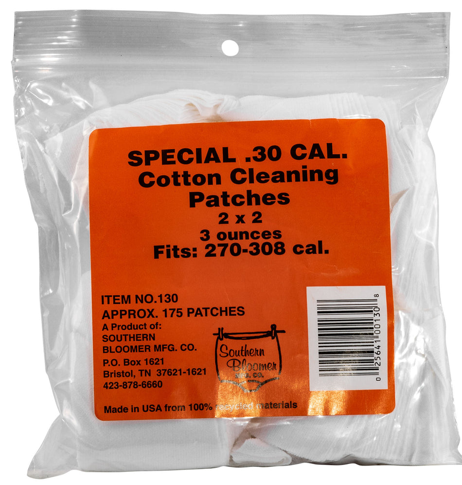 Southern Bloomer 30 Caliber Cotton Lint-Free Firearm Cleaning Patches 175 Pack