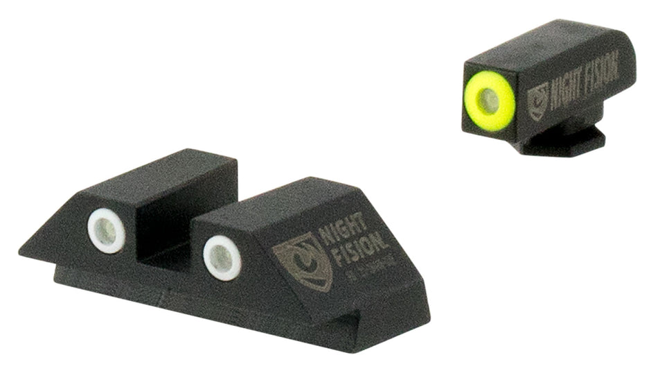 Night Fision GLK001003YGW Glock Tritium Night Sight Set - Green/Yellow Front, Green/White Rear