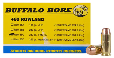 Buffalo Bore .460 Rowland 35C20 Personal Defense Full Metal Jacket Flat Nose FMJFN 230 Grain