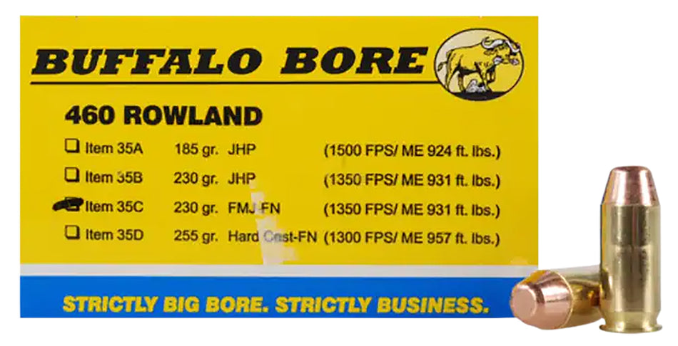 Buffalo Bore .460 Rowland 35C20 Personal Defense Full Metal Jacket Flat Nose FMJFN 230 Grain