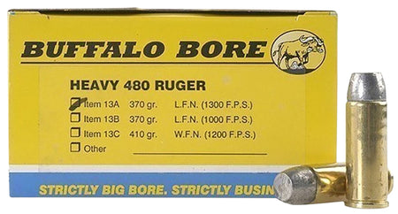 Buffalo Bore .480 Ruger 13A20 Heavy Lead Flat Nose 370 Grain