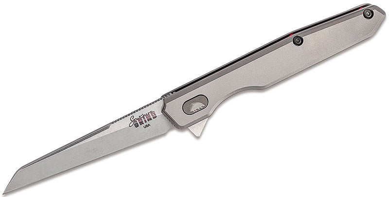 SouthernGrind Quill Folding Tanto Point Satin Titanium Pocket Knife