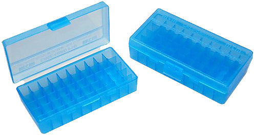 MTM Case-Gard P504524 Clear Blue 50 Round Flip-Top Handgun Ammo Box 45 ACP/40 S&W