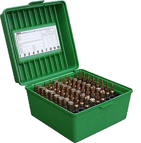MTM Case-Gard R10010 Deluxe Rifle Ammo Box 100rd Multi-Caliber Green Poly Round Handle