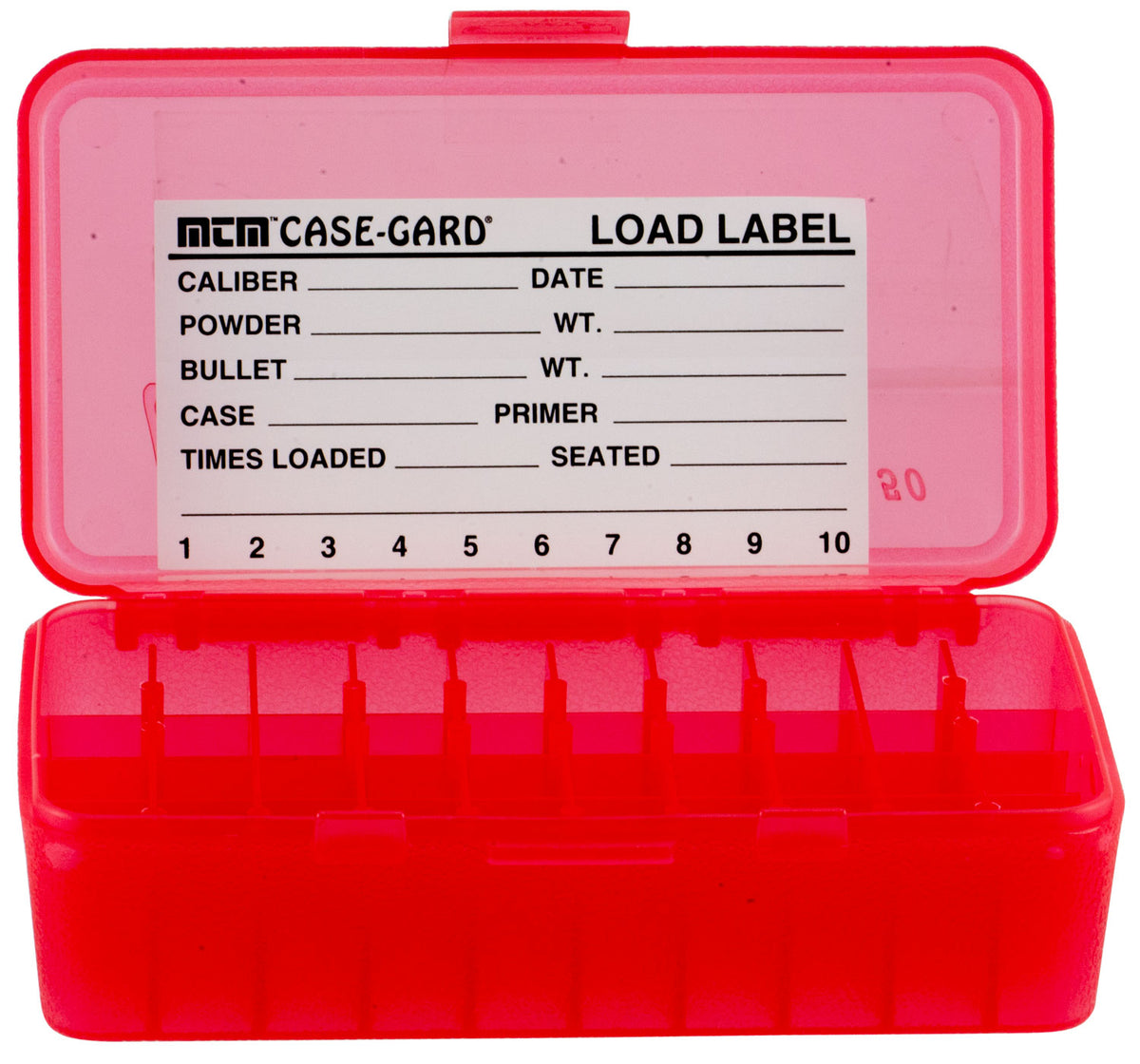 MTM Case-Gard P504429 P-50 Series 50rd Flip-Top Multi-Caliber Ammunition Box Clear Red Poly